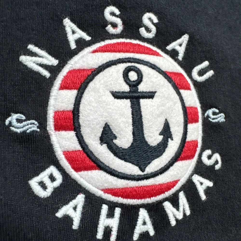Nassau Bahamas Hoodie Mens Large Black Long Sleeve Spell Out Logo Destination